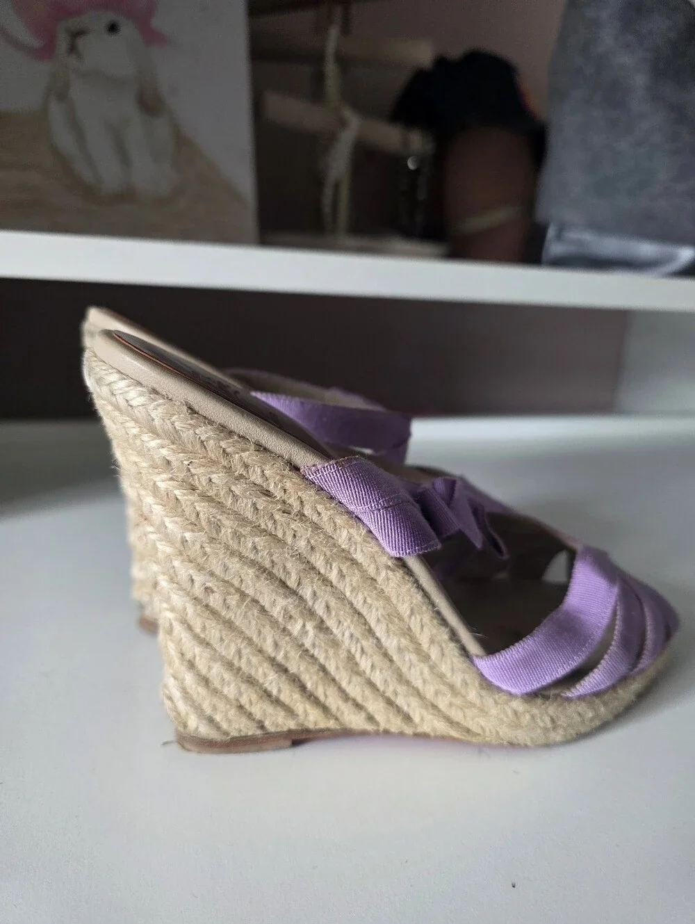 Christian Louboutin Lavender Fabric Wedge Espadrilles